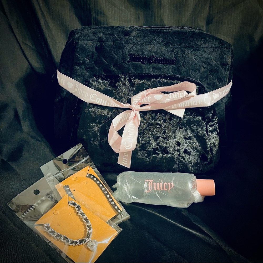 Juicy Couture Black and Pink Velvet Bag Duo
